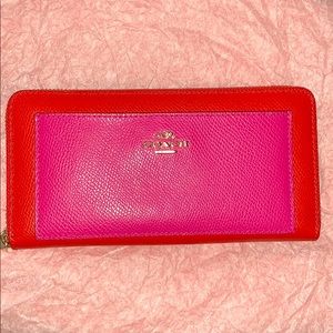 SALE Coach Accordion Wallet True Red/ Pink Ruby
